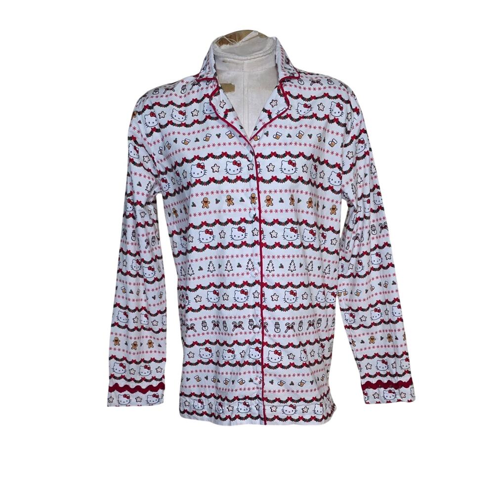 Pottery Barn Teen Hello Kitty Gingerbread Fair Isle Christmas Pajama Top Size XS